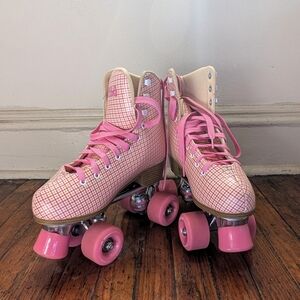 Pink Plaid Retro Roller Skates